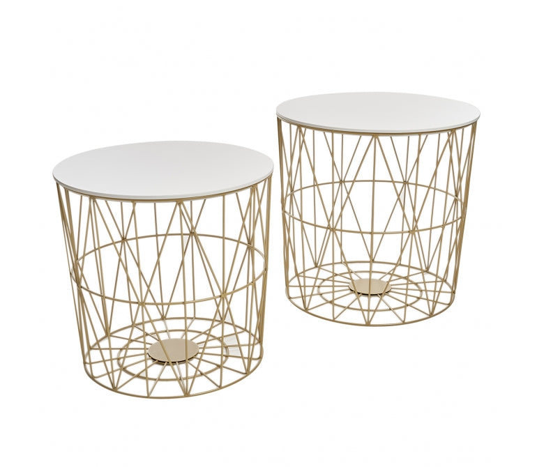 Set de 2 tables basses Providence en acier doré