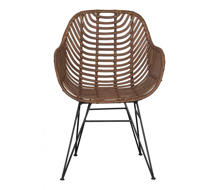 Chaise en rotin naturel marron Moins