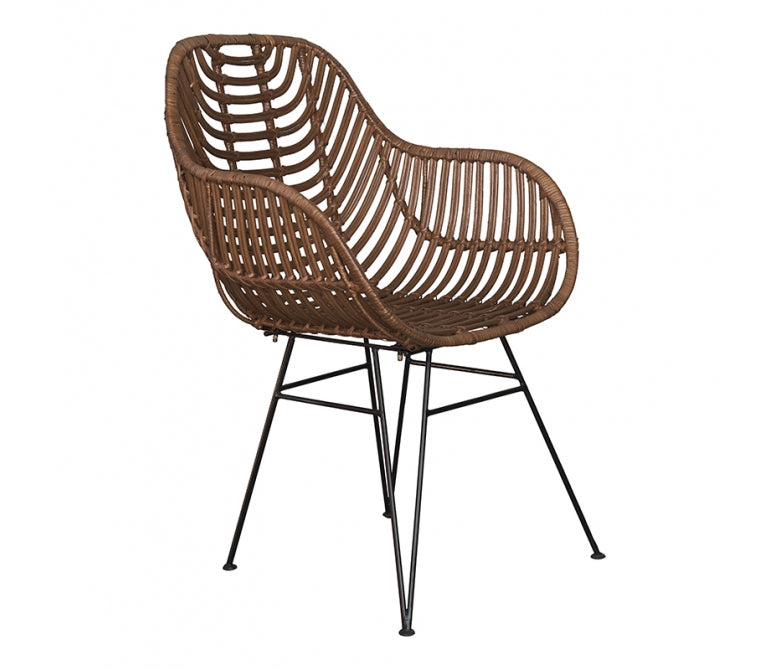 Chaise en rotin naturel marron Moins