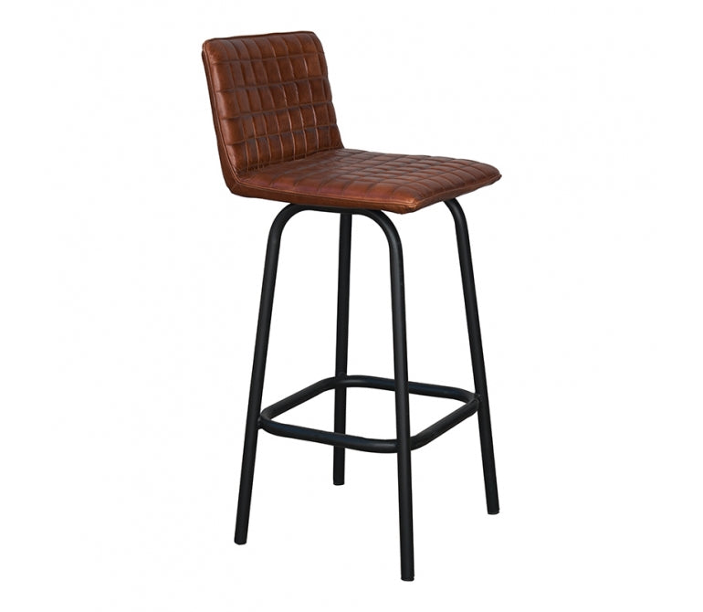 Vieux tabouret de bar en cuir Dion