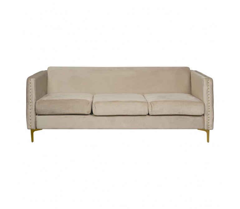 Divano a 3 posti in velluto beige Calipso
