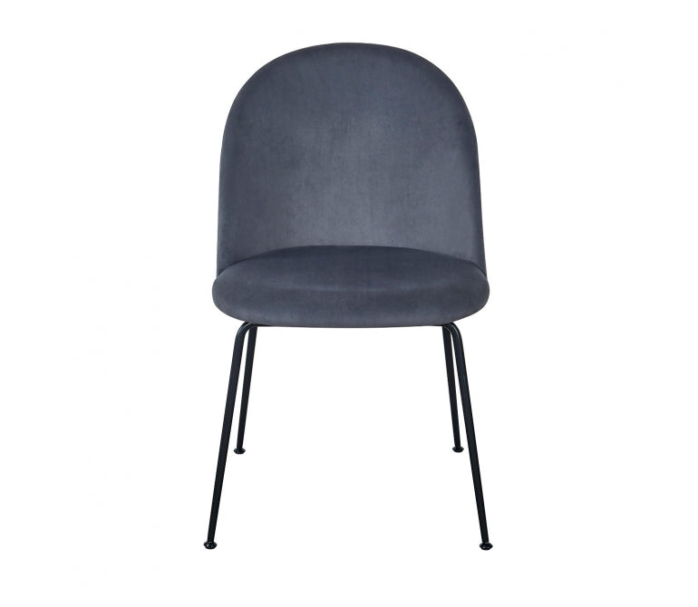 Chaise de salle à manger en velours gris noir Genova