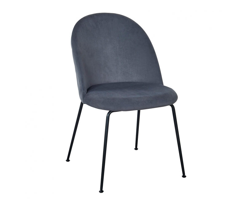 Chaise de salle à manger en velours gris noir Genova