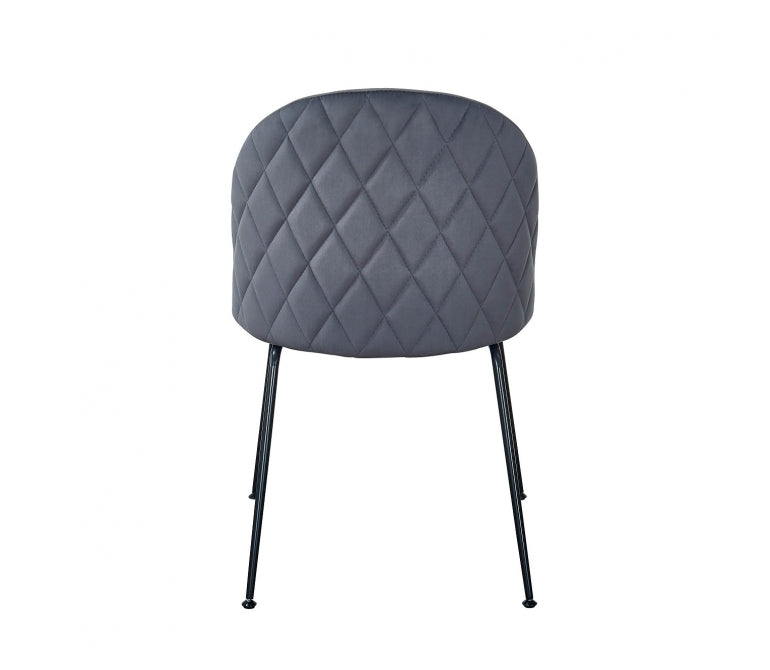 Chaise de salle à manger en velours gris noir Genova