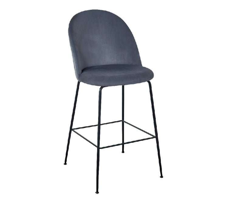 Grijze fluwelen barkruk 75cm Genova