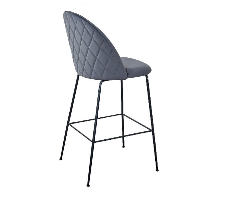 Grijze fluwelen barkruk 75cm Genova