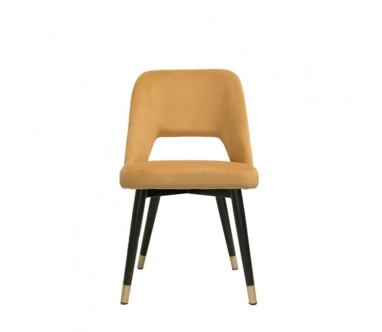 Chaise à manger en velours Vasanti jaune