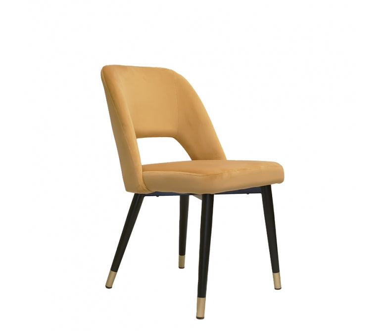 Chaise à manger en velours Vasanti jaune