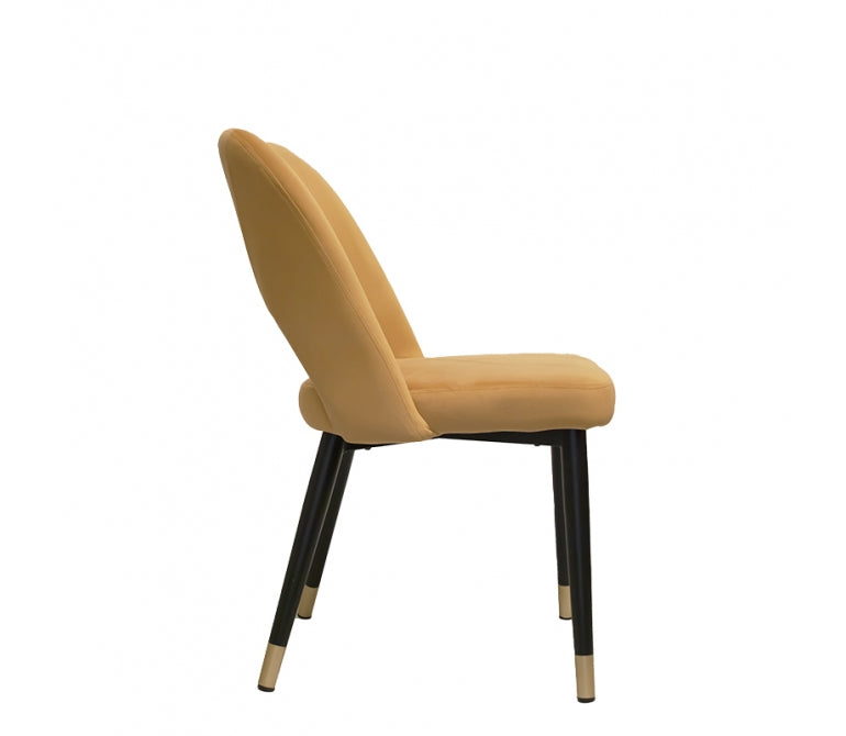 Chaise à manger en velours Vasanti jaune