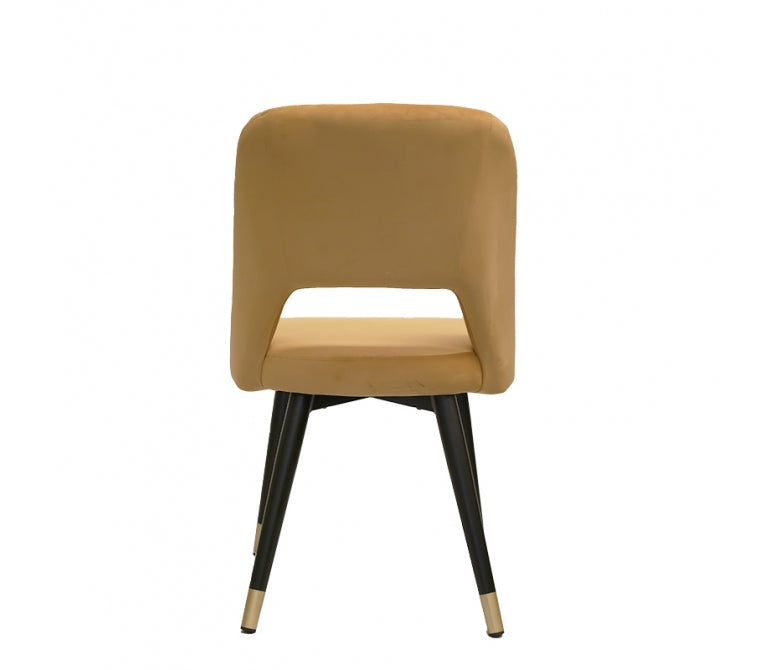 Chaise à manger en velours Vasanti jaune