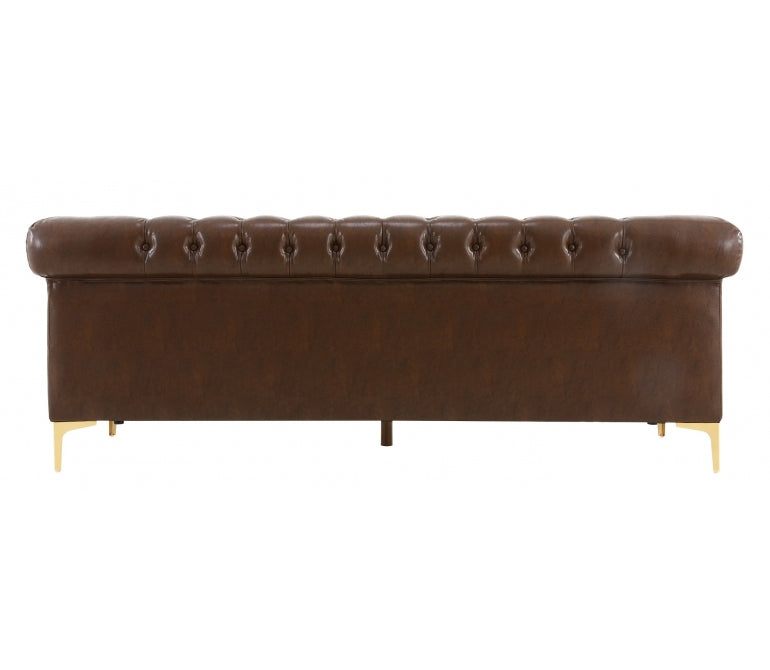 Sofá Chesterfield 3 plazas semipiel marrón Sinner