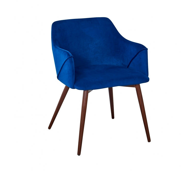 Fauteuil de salle à manger en velours bleu Amelia