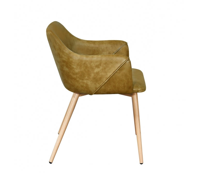 Fauteuil de salle à manger en simili cuir moutarde Amelia