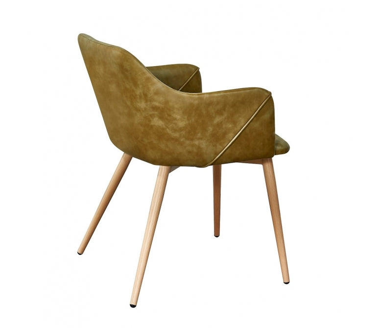 Fauteuil de salle à manger en simili cuir moutarde Amelia