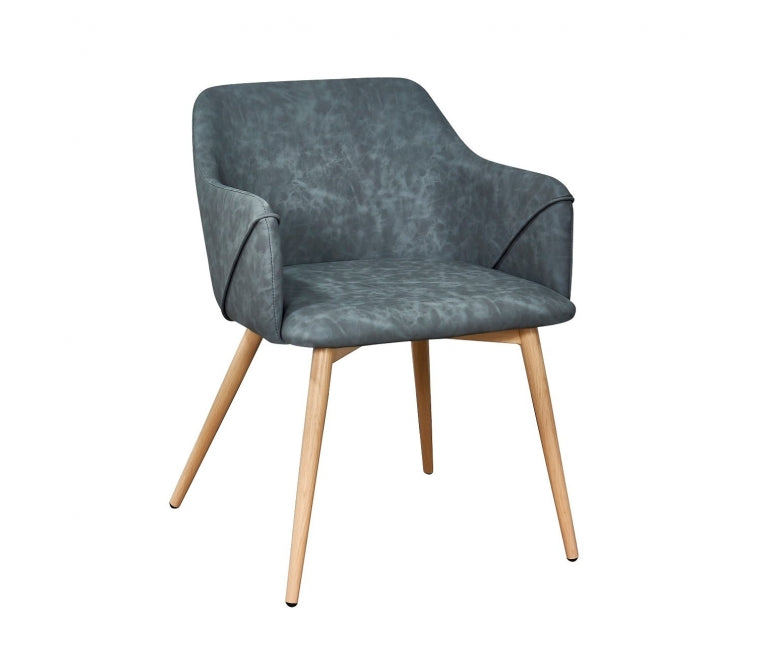 Fauteuil de salle à manger en similicuir gris Amelia