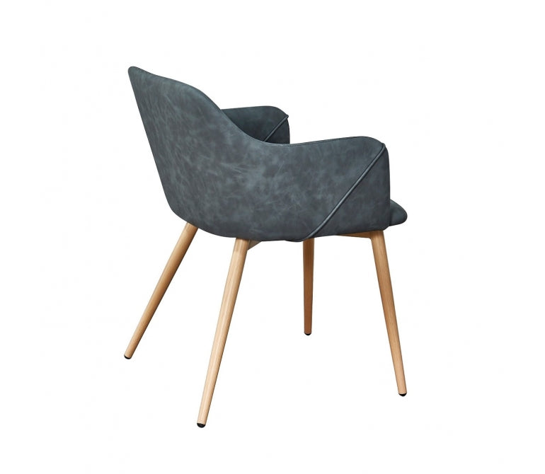 Fauteuil de salle à manger en similicuir gris Amelia