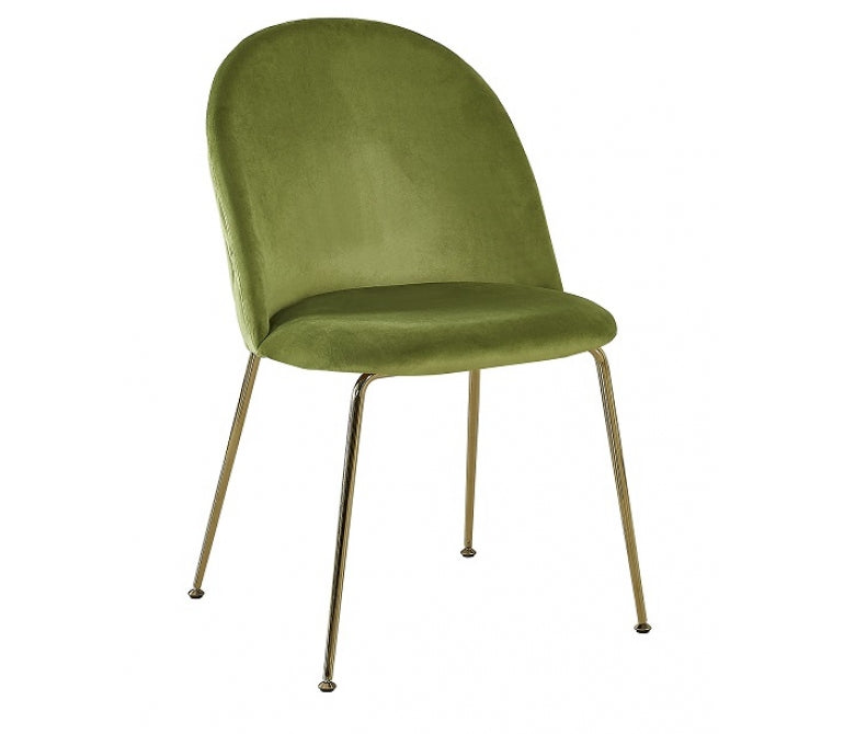 Cadeira de jantar de veludo verde claro de veludo dourado Genova