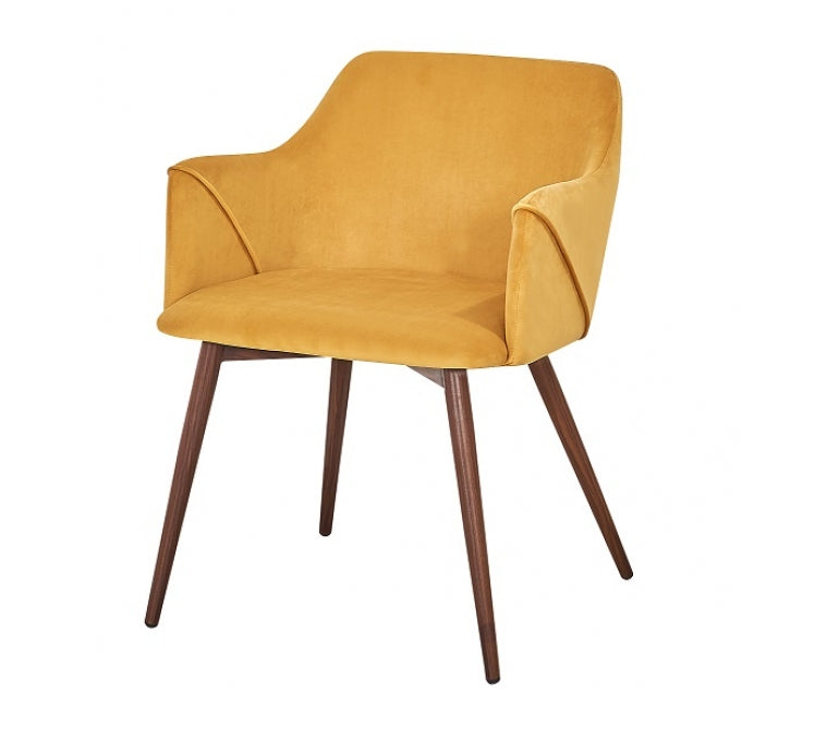 Fauteuil de salle à manger en velours jaune Amelia