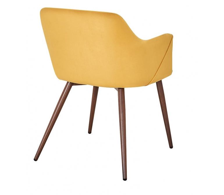Fauteuil de salle à manger en velours jaune Amelia
