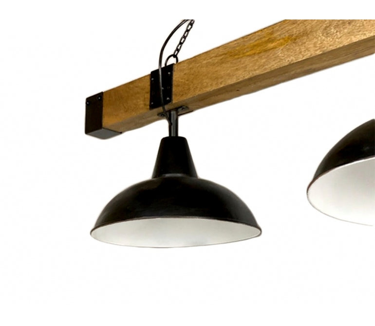 Lampada da soffitto Johnson vintage in legno e acciaio