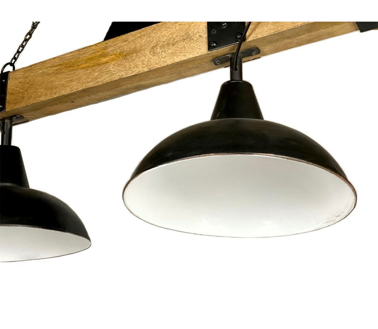 Lampada da soffitto Johnson vintage in legno e acciaio