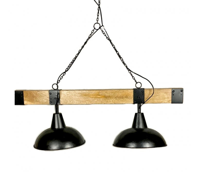 Lampada da soffitto Johnson vintage in legno e acciaio