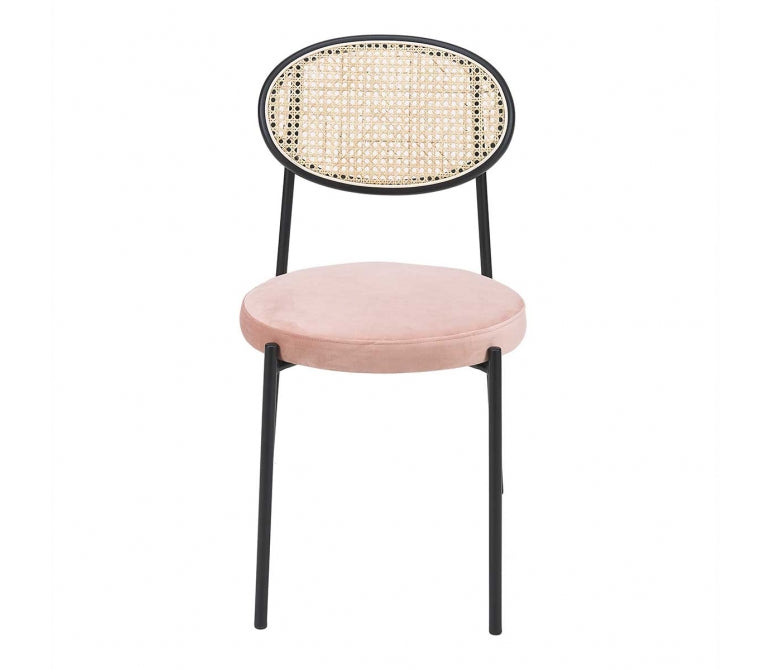 Chaise à manger en rotin et velours Evenlyn