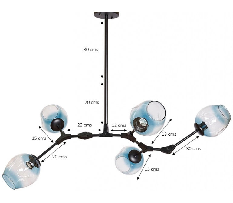 Lámpara de suspensión Chandelier Adel 5 negro cristal azul
