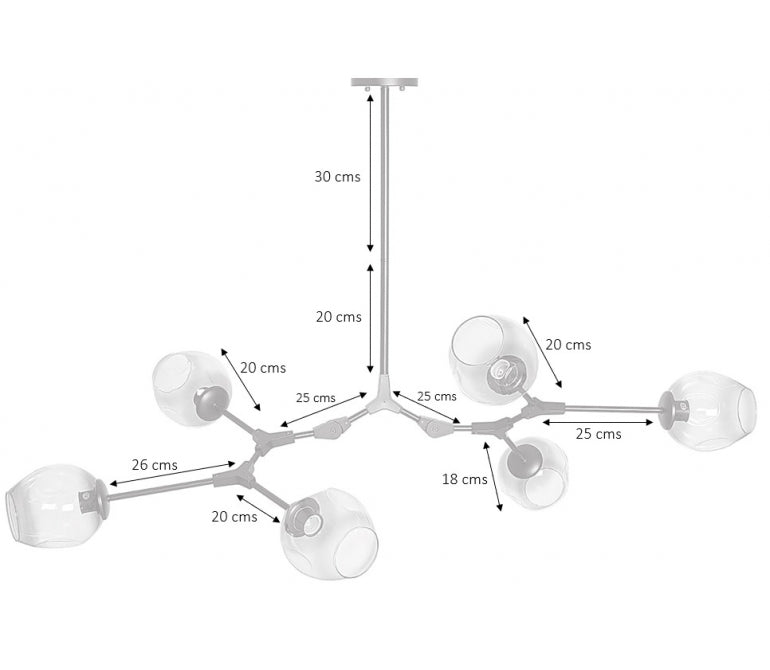 Lámpara de suspensión Chandelier Adel 6 dorado cristal cognac