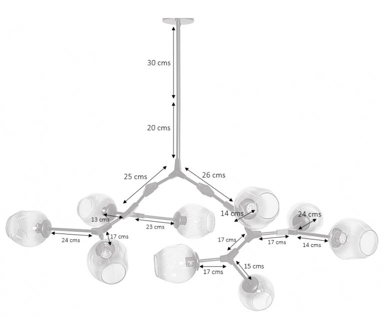 Lámpara de suspensión Chandelier Adel 9 dorado cristal cognac