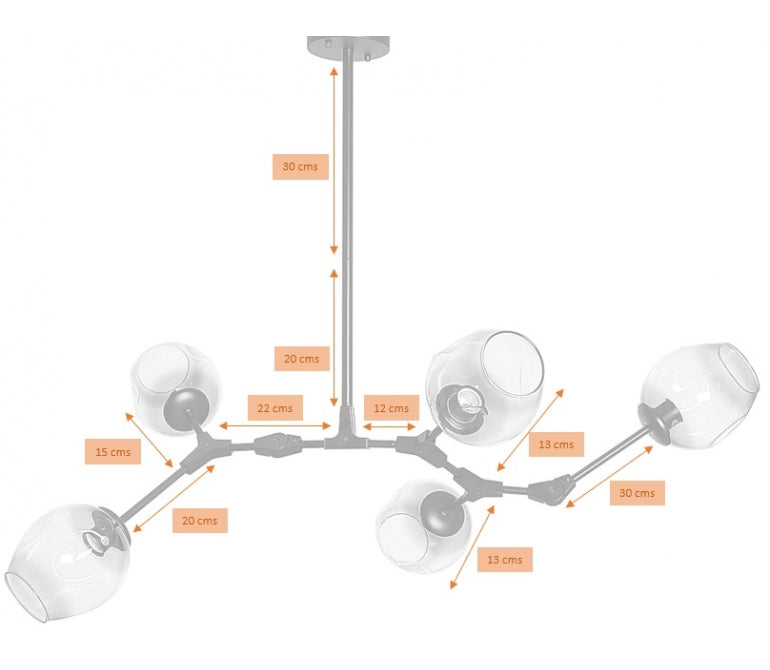 Lámpara de suspensión Chandelier Adel 5 dorado cristal cognac
