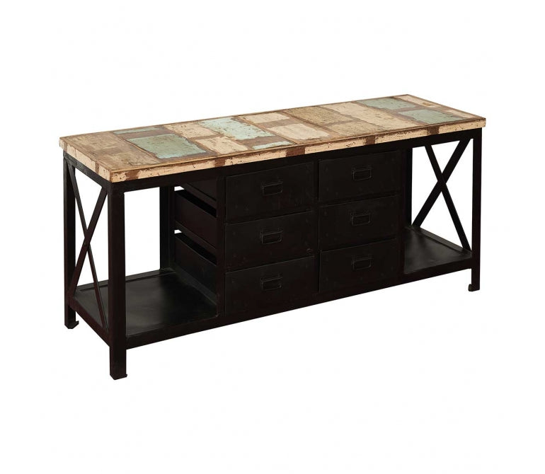 Étagère en acier noir avec tiroirs vintage Massi