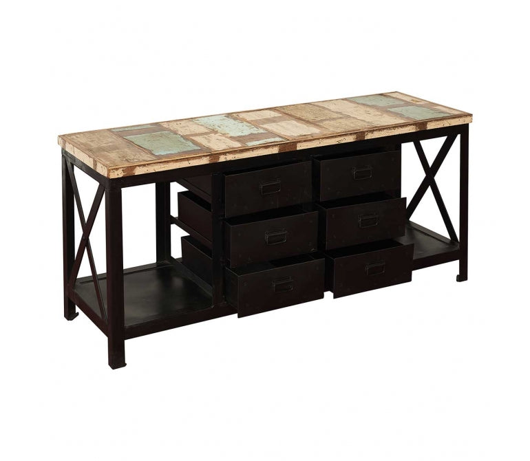 Étagère en acier noir avec tiroirs vintage Massi