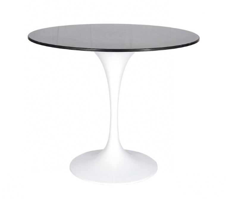 Tavolo da pranzo con base bianca e marmo nero