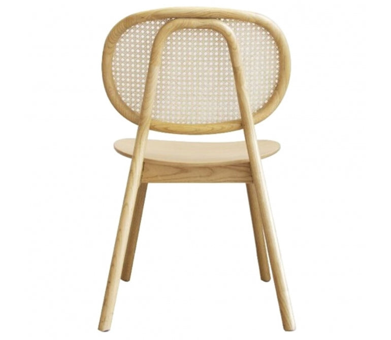 Silla de comedor nórdica de madera y ratán Gaya