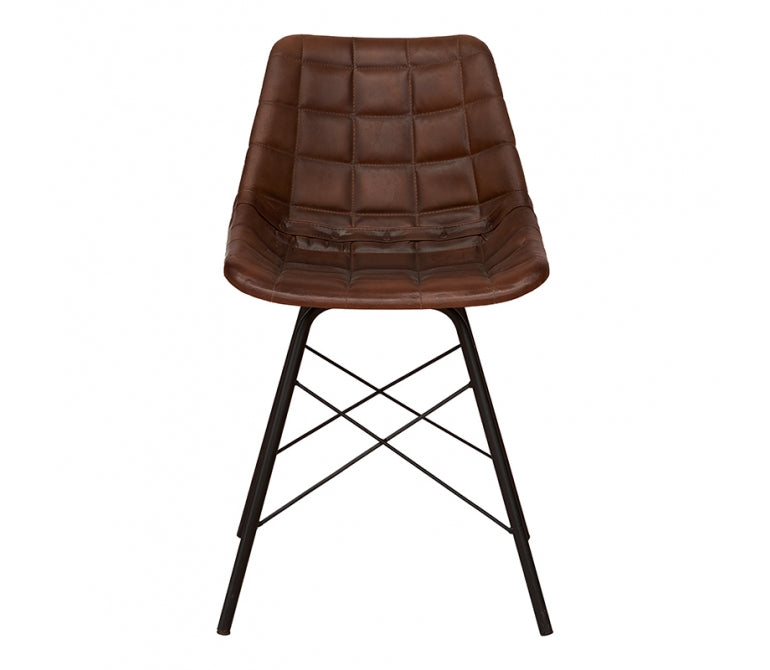 Cadeira de jantar Vintage Cadeira de couro axadrezada