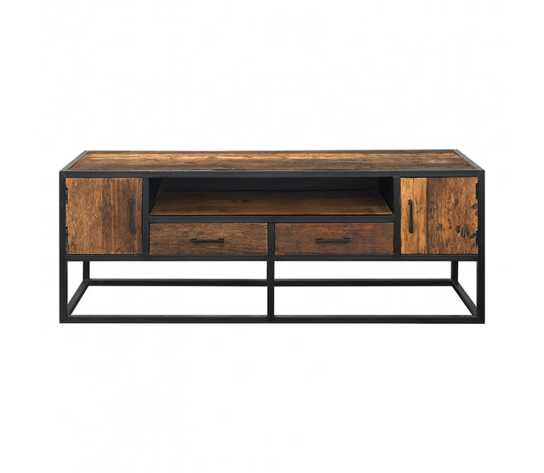 Porta TV in legno di mango e acciaio Vecna