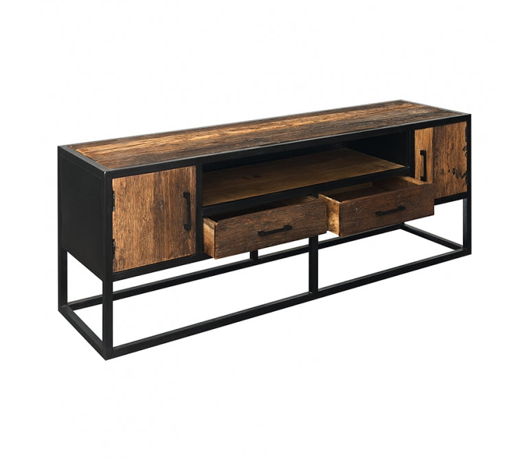 Porta TV in legno di mango e acciaio Vecna