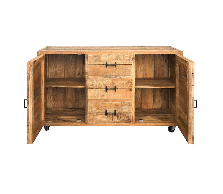 Credenza Austin in legno di mango con cassetti e ante