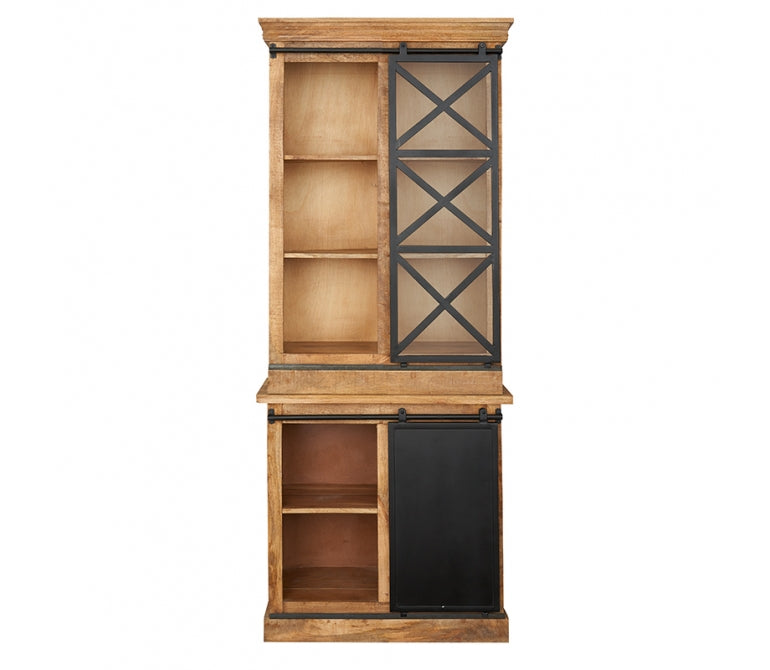 Armoire vitrine René en bois et acier