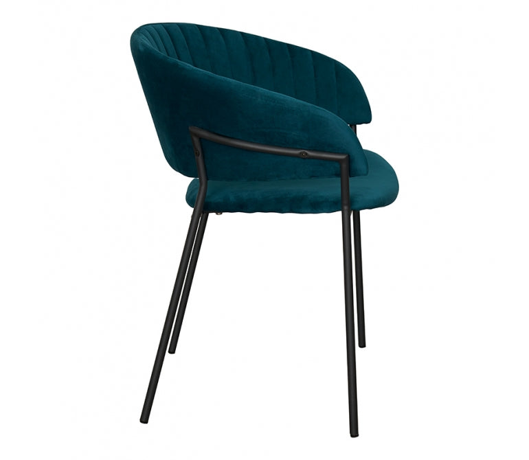 Chaise de salle à manger Velvet Shell acier noir bleu