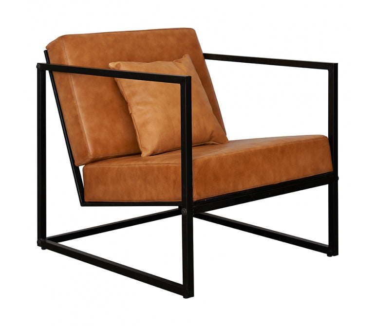 Butaca vintage cuero marrón Dafne