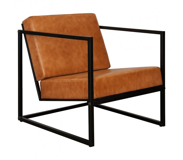 Butaca vintage cuero marrón Dafne