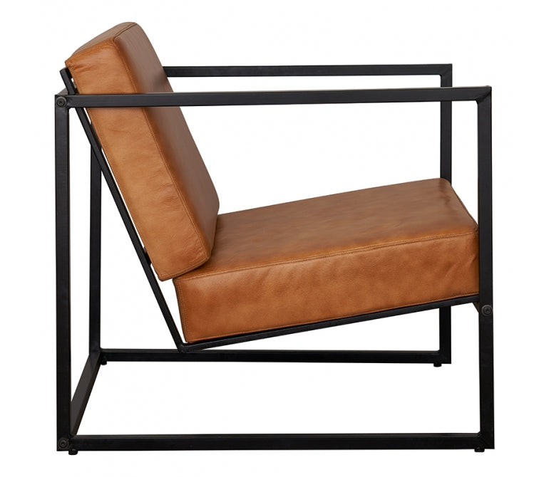 Butaca vintage cuero marrón Dafne