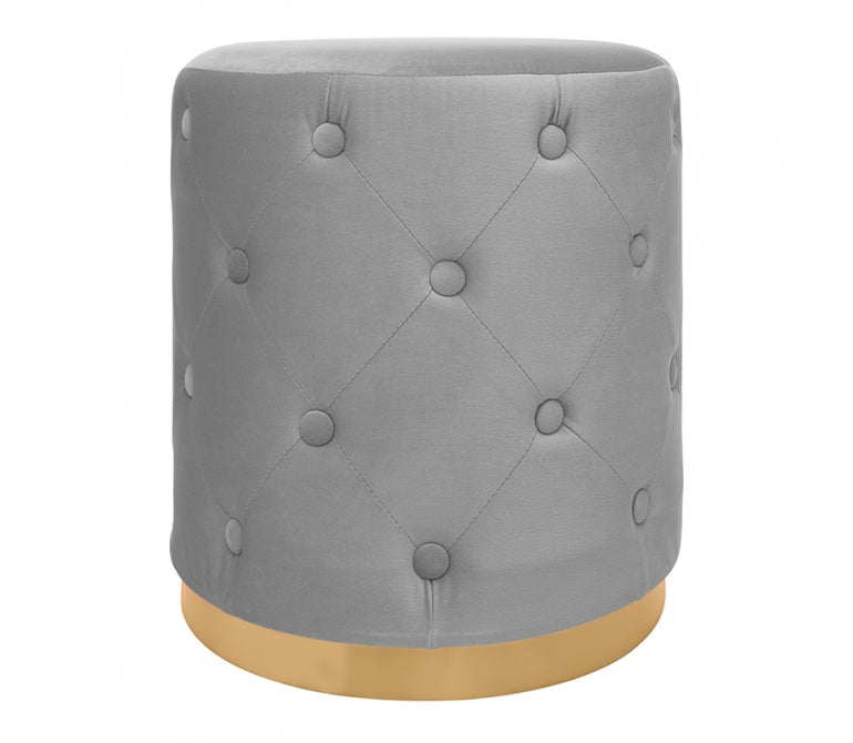 Pouf imbottito in velluto con base dorata Yamal