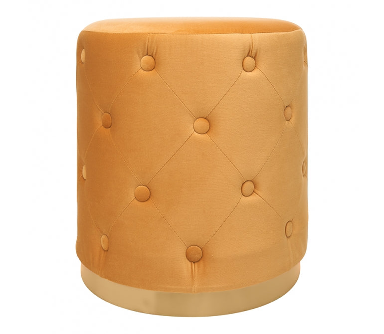 Pouf imbottito in velluto con base dorata Yamal