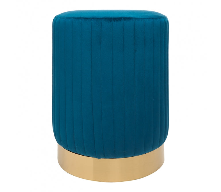 Pouf Denis in velluto con base dorata