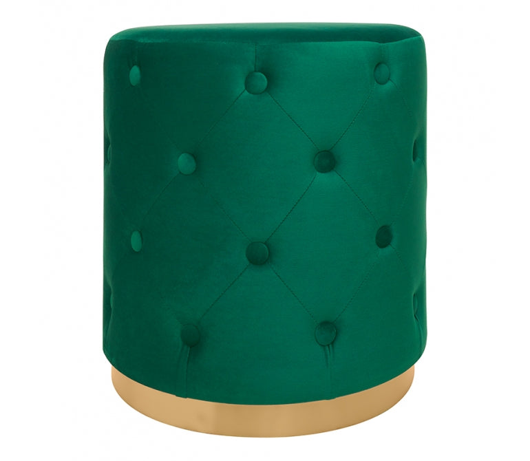 Pouf imbottito in velluto con base dorata Yamal