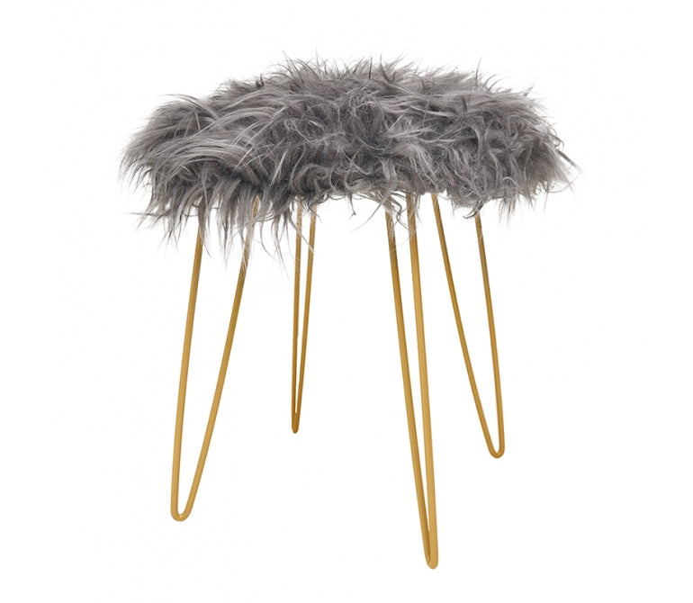 Pouf sintetico con gambe dorate Tinny