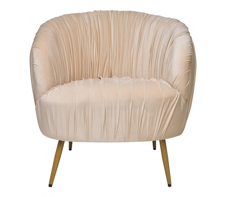 Sillón terciopelo patas doradas Bond beige